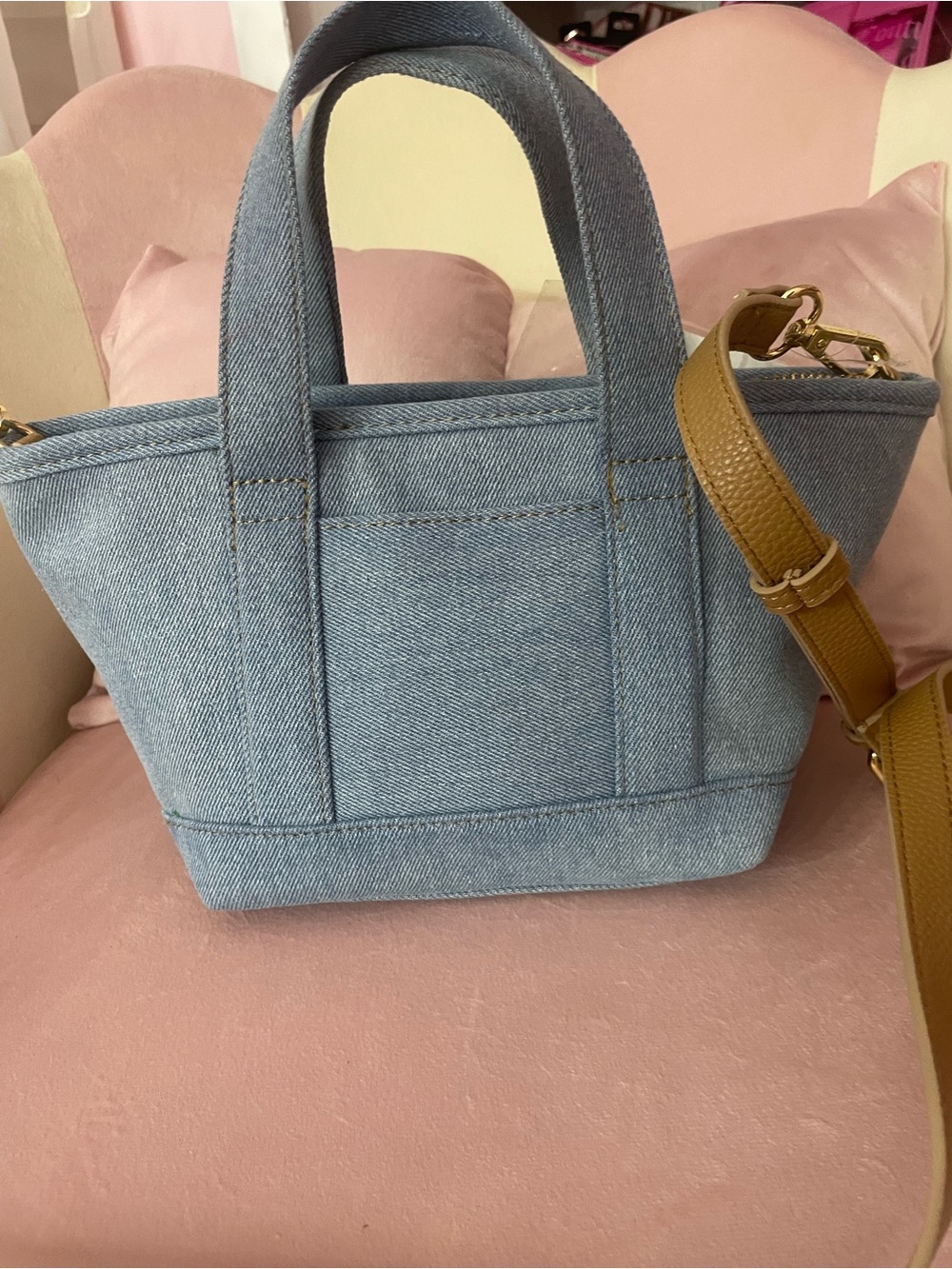 Nanette Lepore Light Blue Denim Mini Tote with Gold Accent - Picture 2 of 4